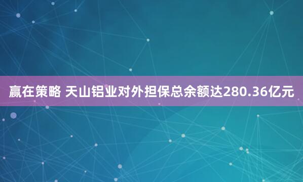 赢在策略 天山铝业对外担保总余额达280.36亿元